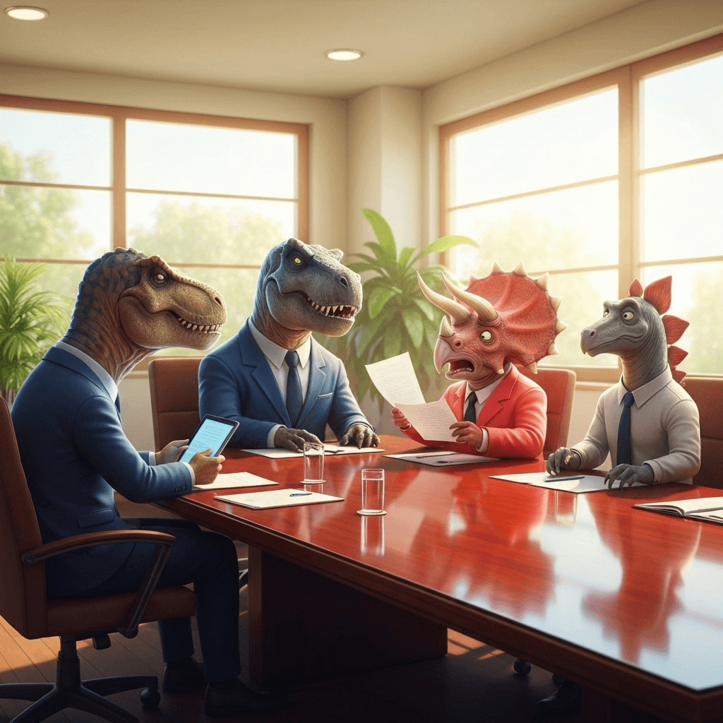 Dinosaur Office Meeting